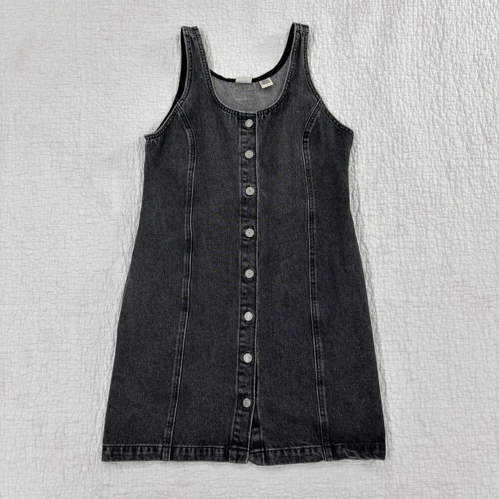 Levis Dress Womens Size Medium Gray Denim Sleeveless Mini Tank Button Front